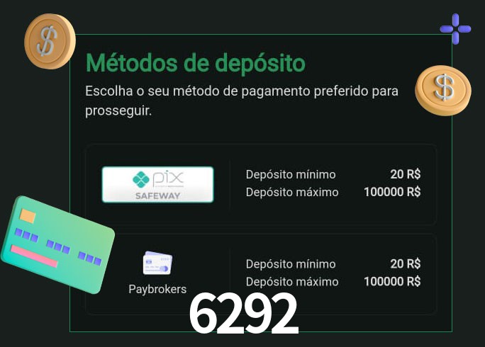 O cassino 6292 oferece uma grande variedade de métodos de pagamento